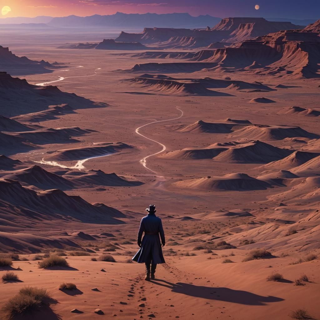 Painted Desert Wanderer in Dramatic Digital Art