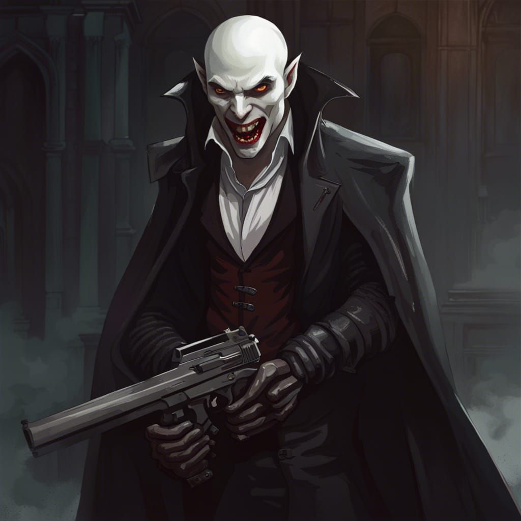 Vampire with Guns Ready for Action