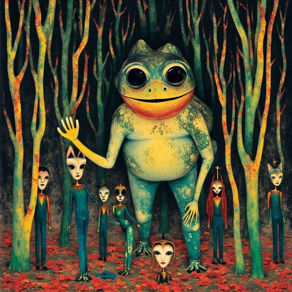 Toad and Fox Wedding in the Style of Matisse