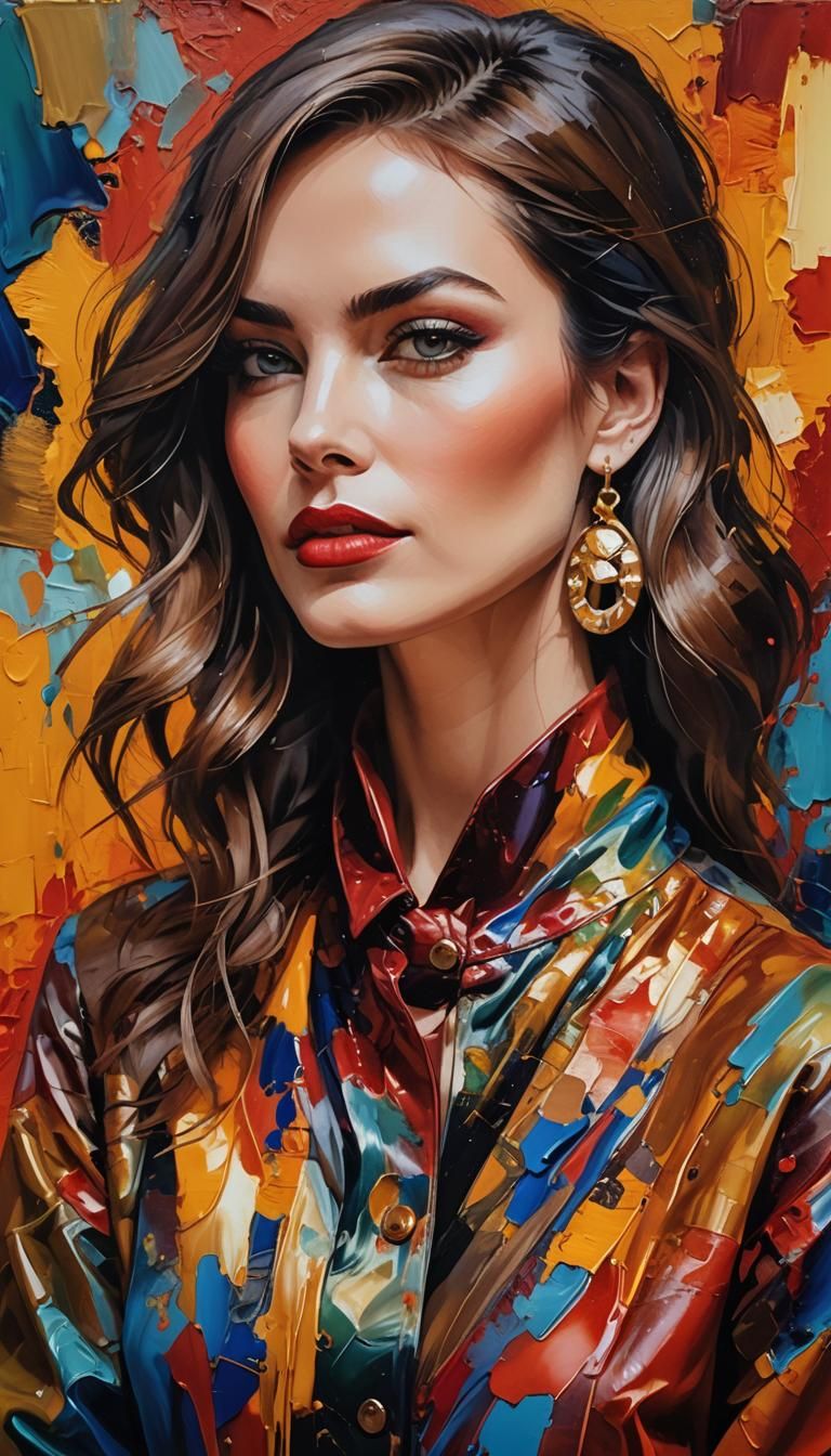 Luxurious Modern Fashion: A Vibrant Oil Painting
