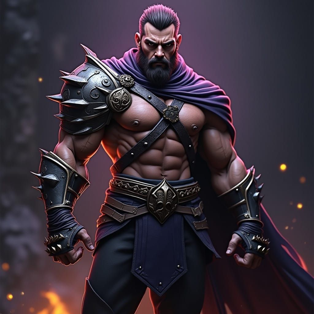 Gritty Dark Fantasy Warrior in Battle Pose