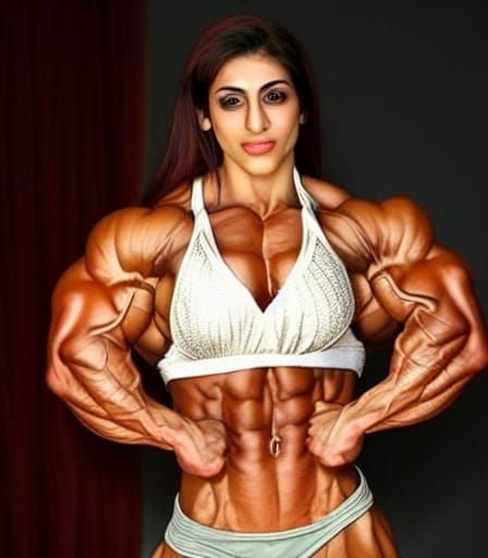 Muscular Arab Female Bodybuilder with Ripped Physique