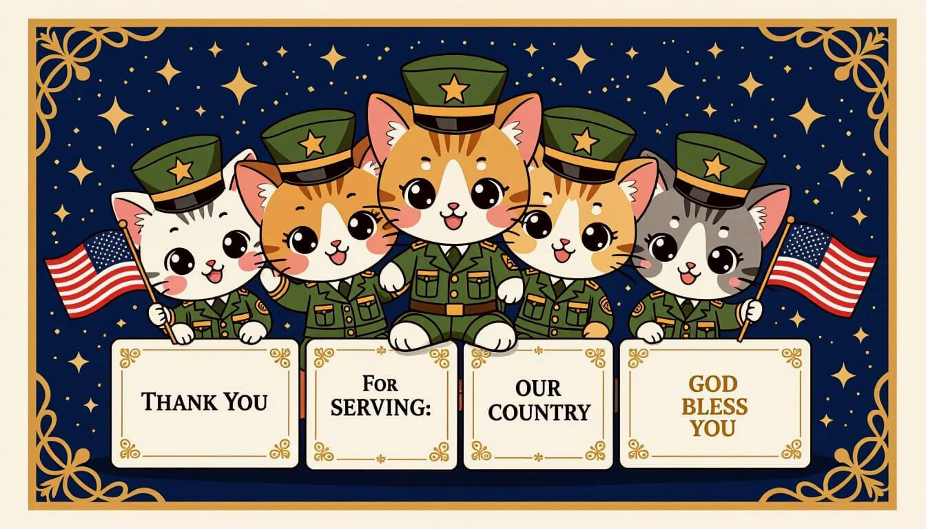 Cute Chibi Kitsune Thank You For Serving Art Deco Style