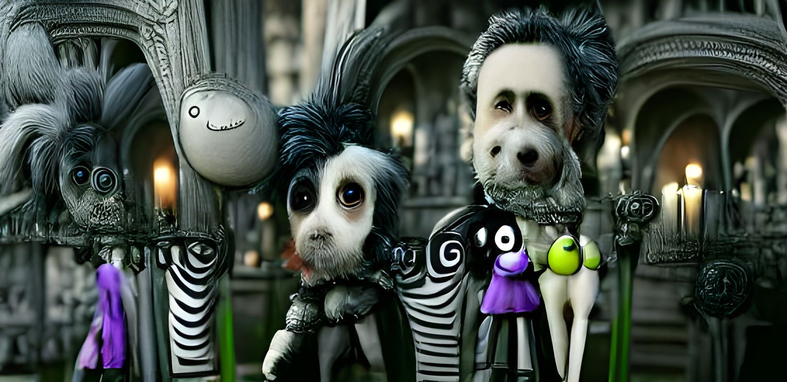 Gothic Toto: A Tim Burton-Style 3D Rendering