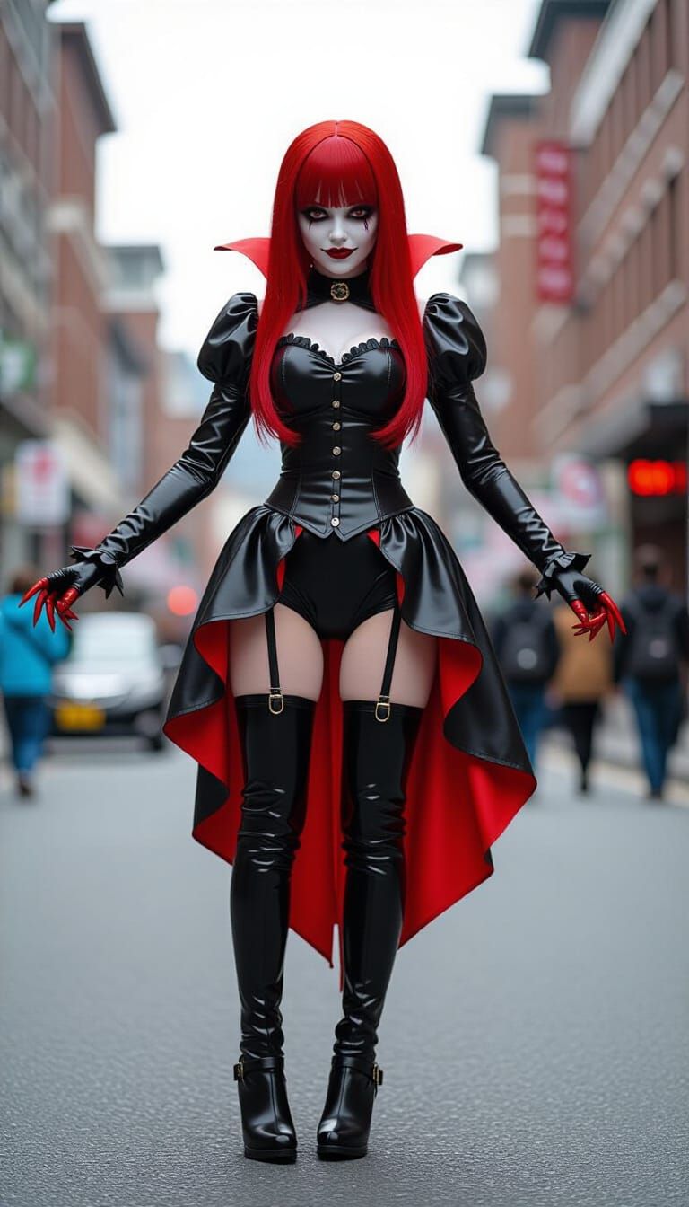 Evil Gothic Vampire Doll Rampage in Photographic Realism