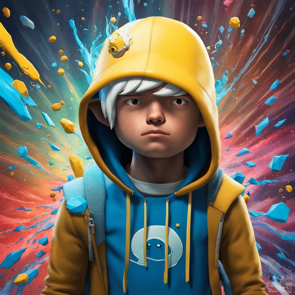 Hyperrealistic Finn from Adventure Time: Splash Art