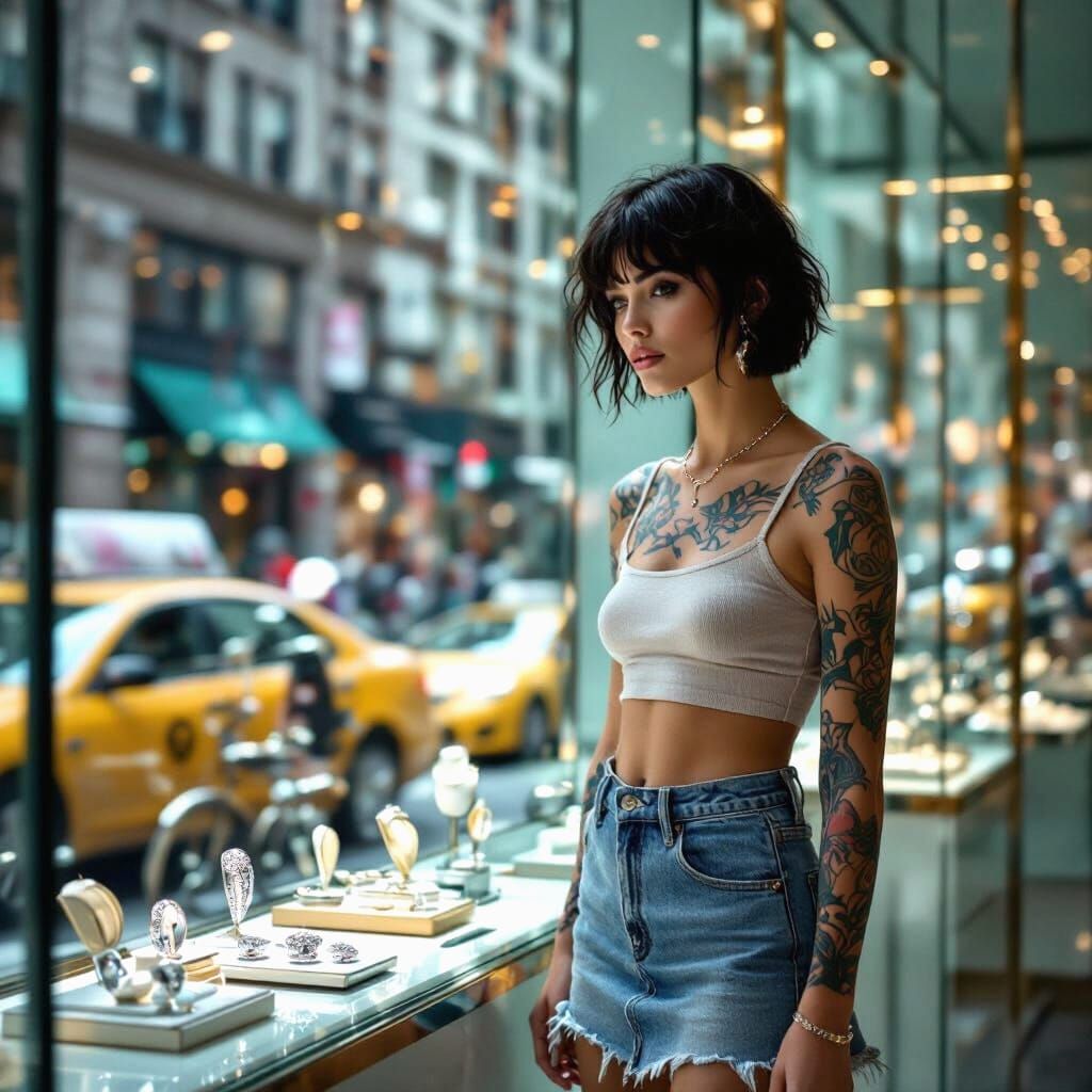 Fashion Editorial: Woman Gazes at Diamonds in Cinematic Styl...