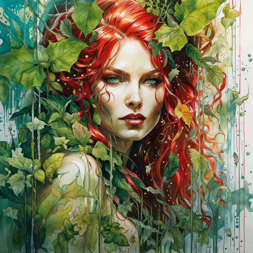 Poison Ivy and Mirrored Reflection, Hyperrealistic Art