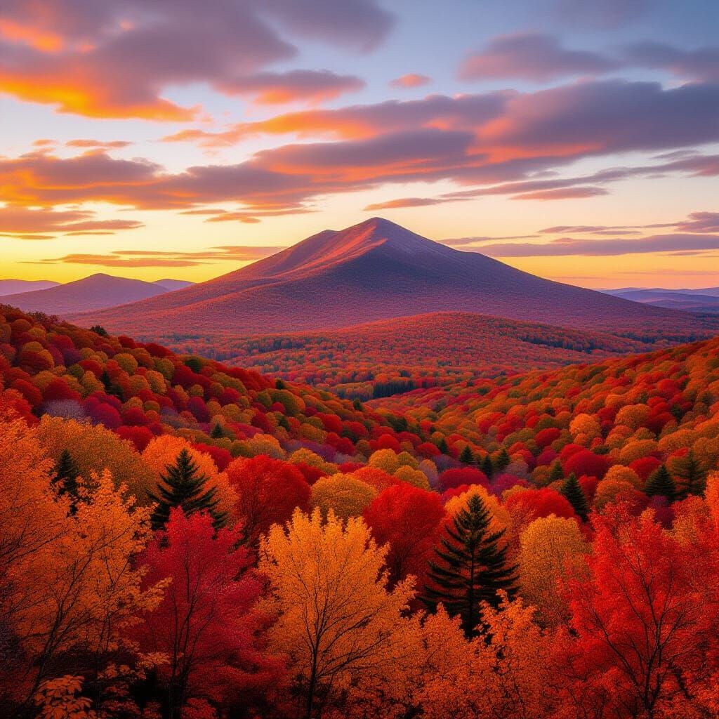 Indian Summer Landscape: Sugarloaf Mountain in Autumn