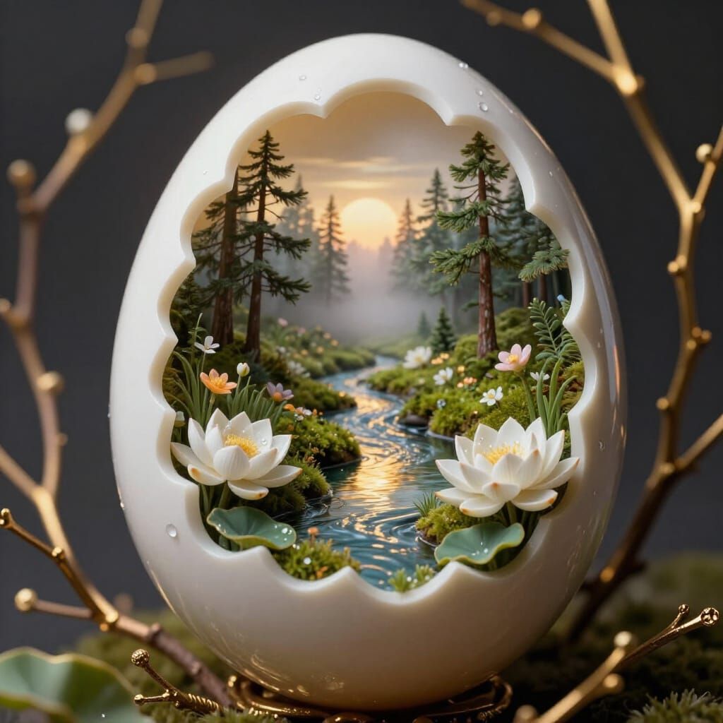 Fabergé Egg Reveals Miniature Mystical Landscape