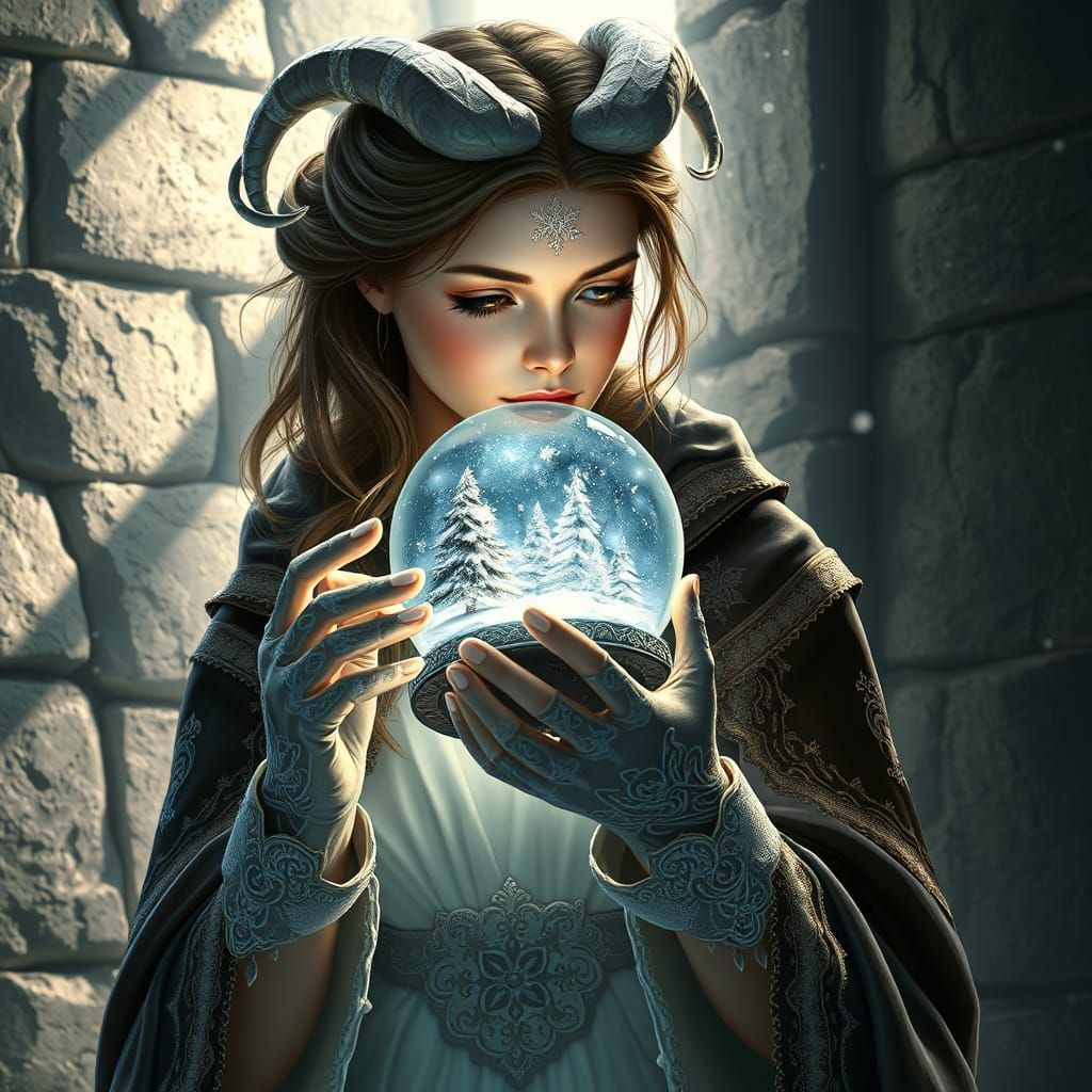 Serene Princess in Winter Wonderland Scene