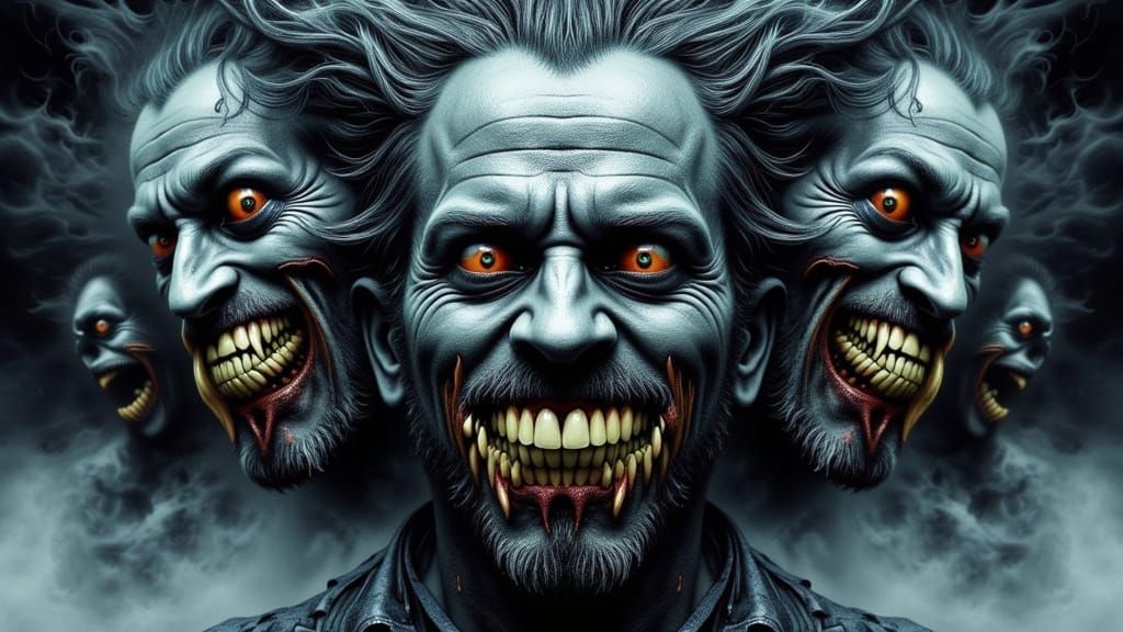 Grotesque Demonic Angel Portrait in Painful Realism