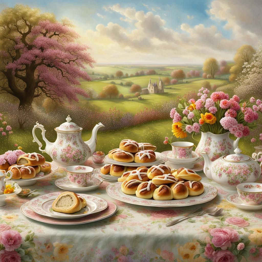 Idyllic British Countryside Feast in Unreal Engine 5 Style