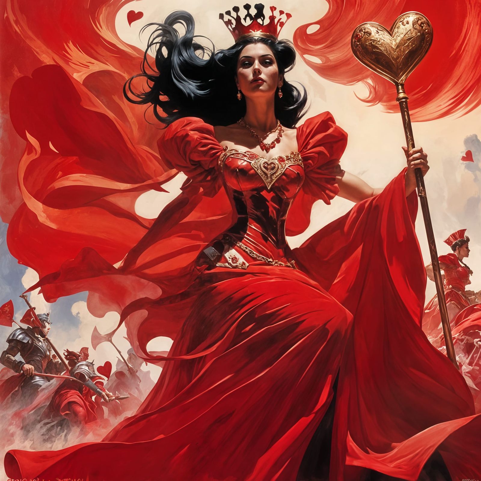 Queen of Hearts Warrior with Ornate Axe