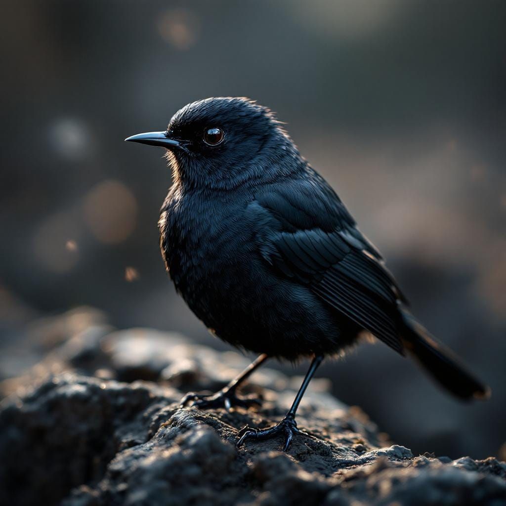 Proud Black Robin in Photorealistic Digital Art