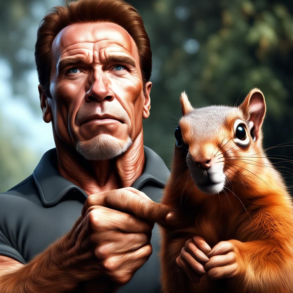 Arnold Schwarzenegger and Squirrel: Hyperrealistic Digital A...