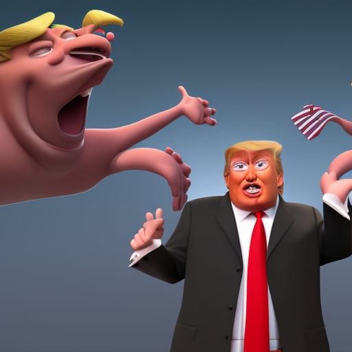 Donald Trump with Men: Pixar-Style 3D Art
