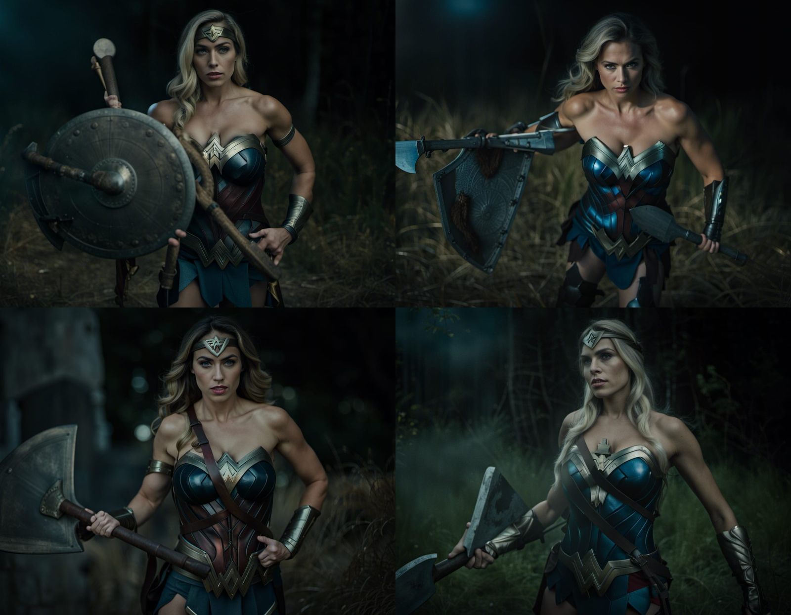 Latina Wonder Woman with Axe and Shield