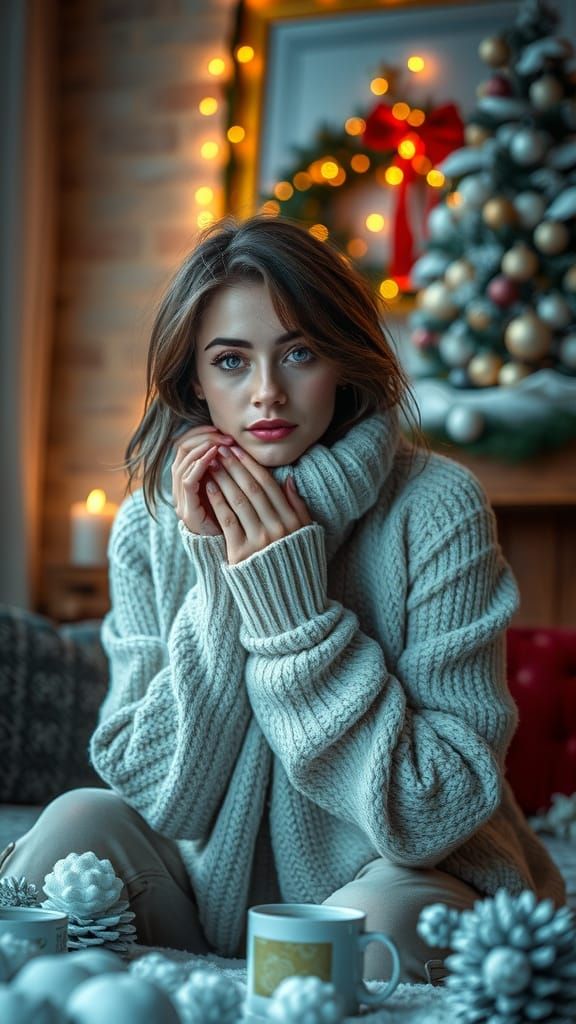 Woman Shivering in Cozy Room