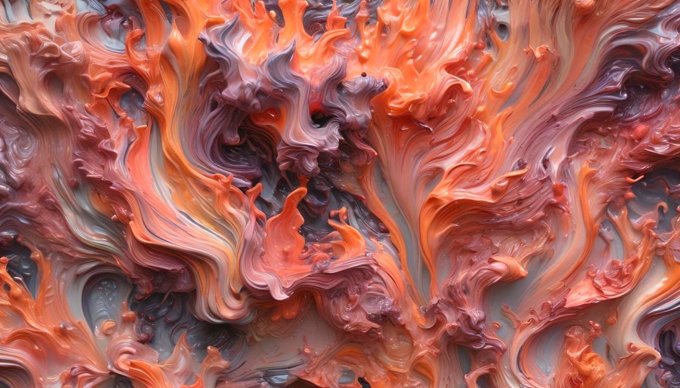 Calligraphic CGI Fire Sculpture in Impasto Style