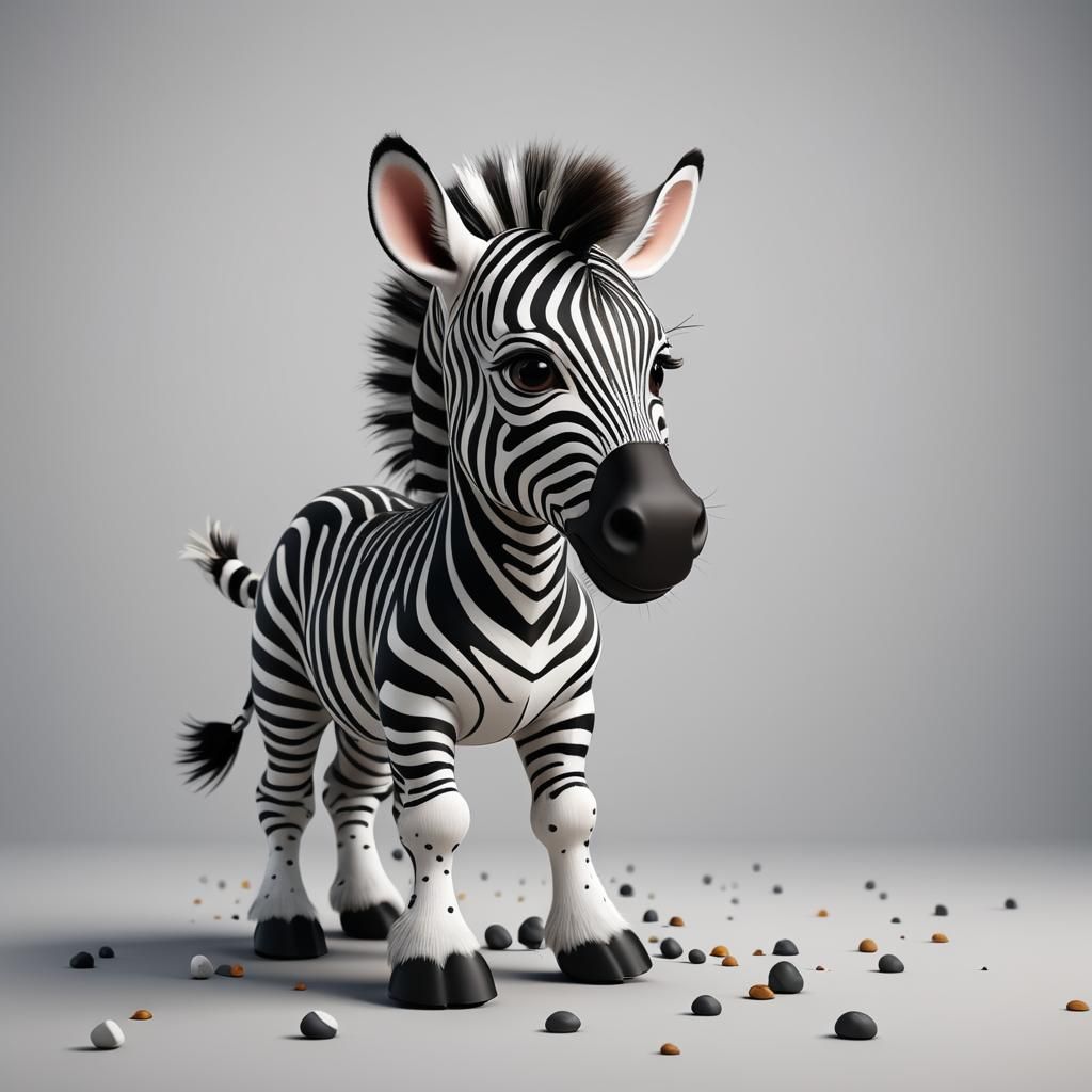 Cute Cartoon Zebra in Office: Detailed Matte Painting
