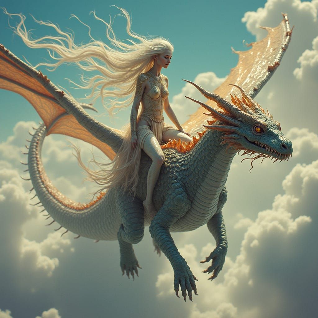 Ethereal Beings Soar Through Dreamlike Skies in Cyberpunk St...