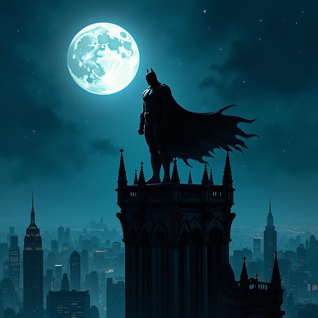 Gotham City Hero in Comic Book Style