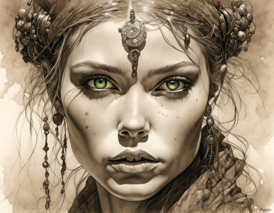 Expressive Gipsy Portrait in Sepia Tones