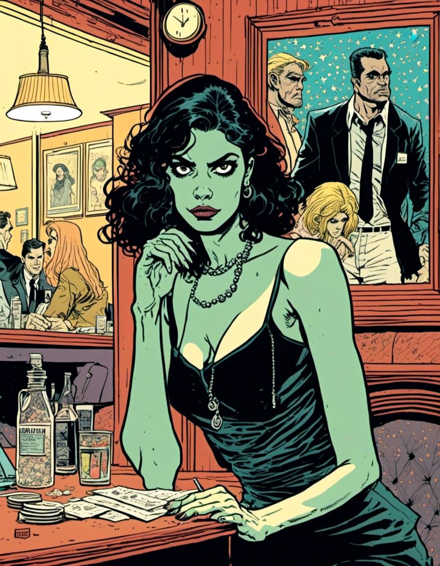 Bored Goddess in Las Vegas Motel Lobby