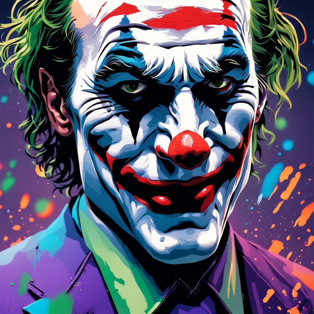 Hyperrealistic Joker Portrait in Splash Art Style