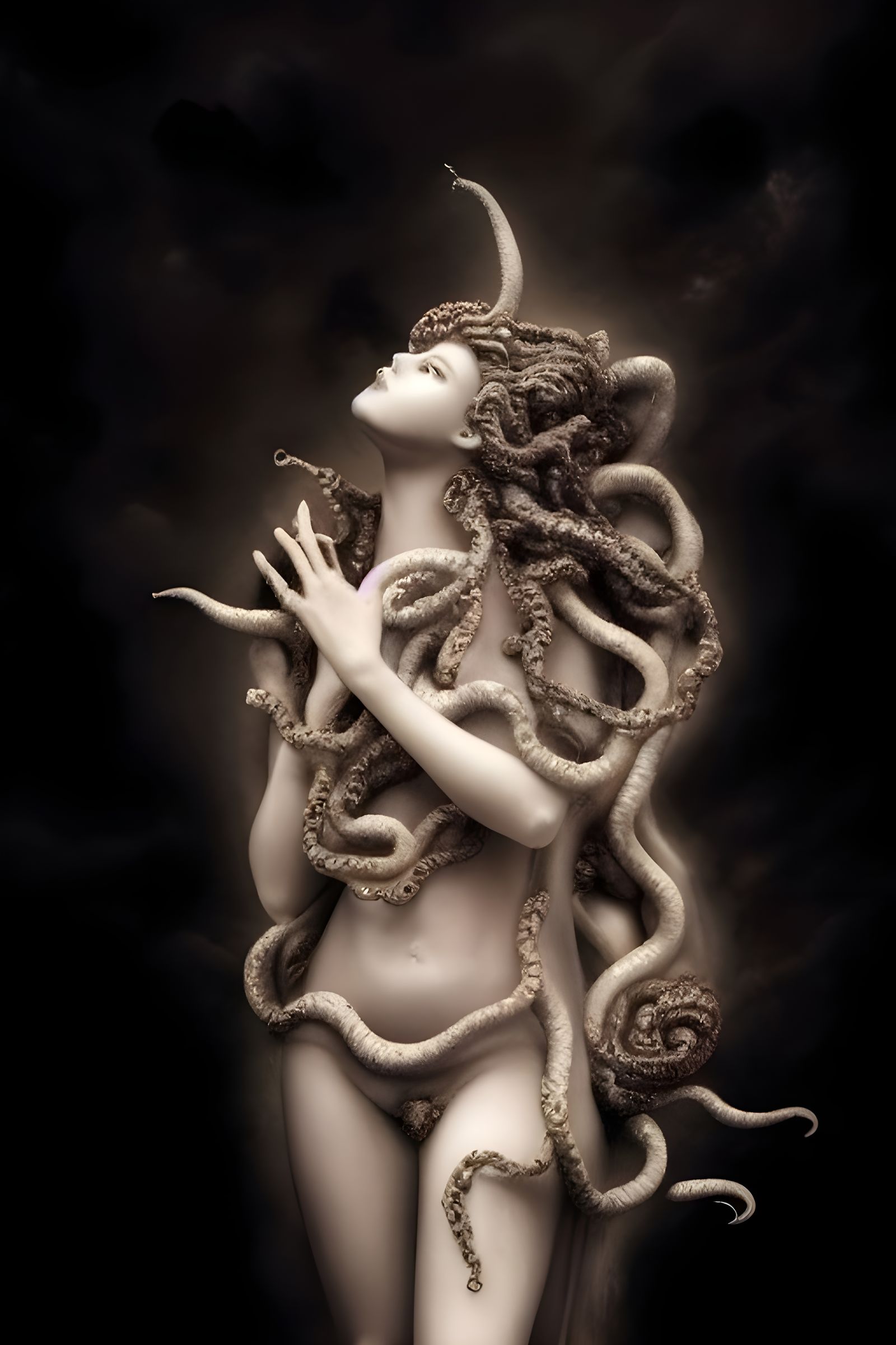Gloomy Medusa in Dark Fantasy Style