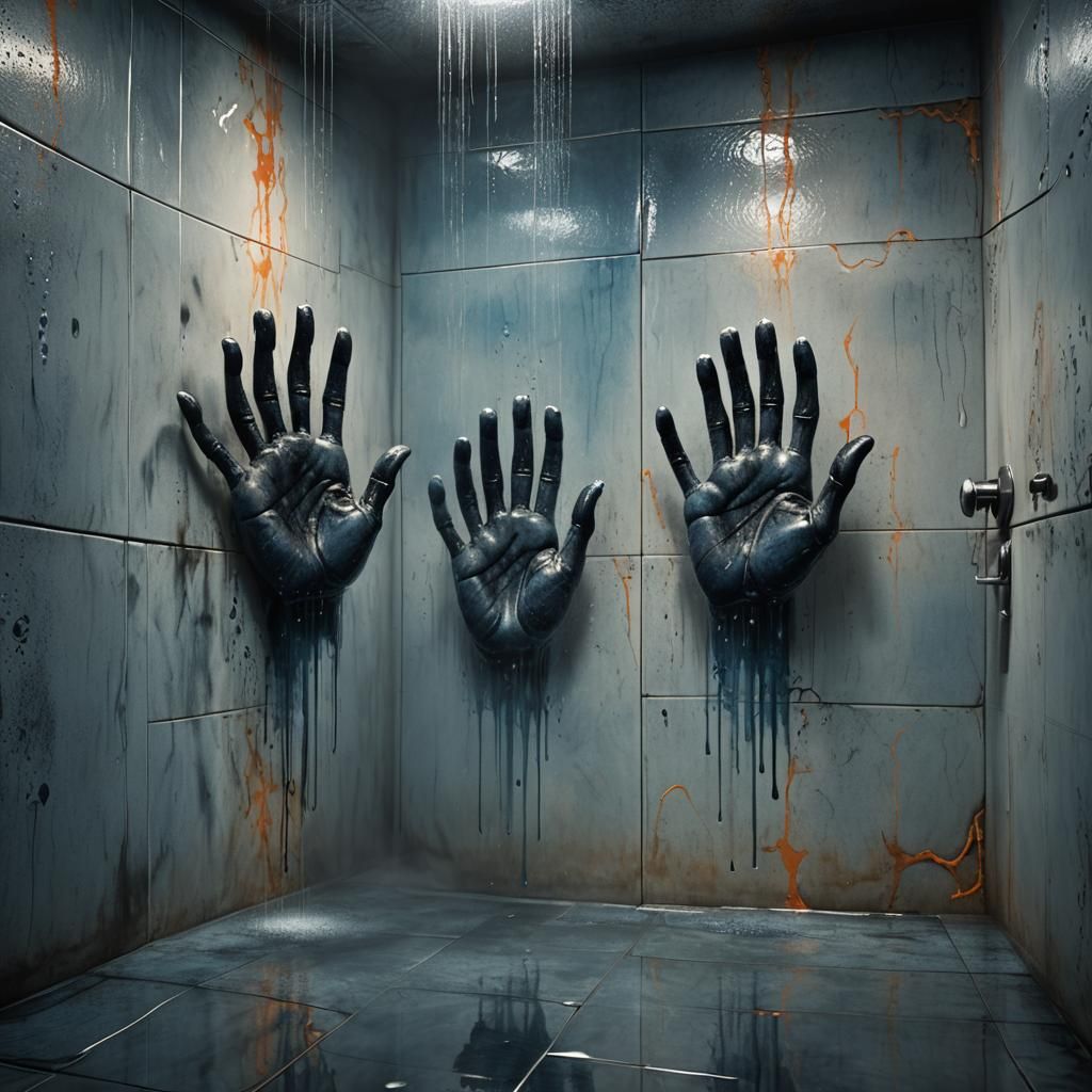 Mystical Shower Cubicle with Handprints