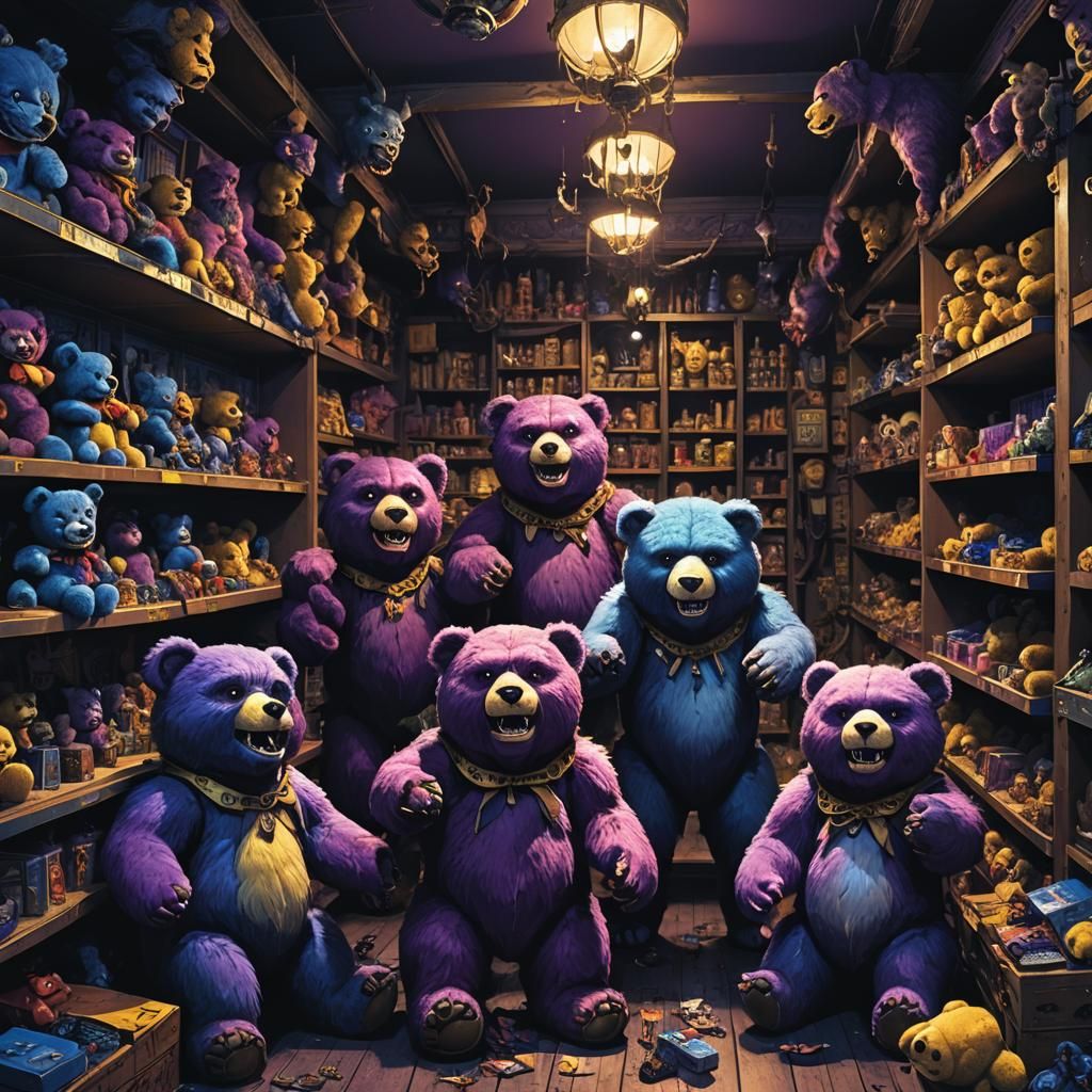 Monstrous Twisted Teddy Bears in Dark Fantasy Style