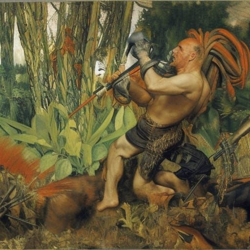 Fierce Animal Battle in Baroque Style