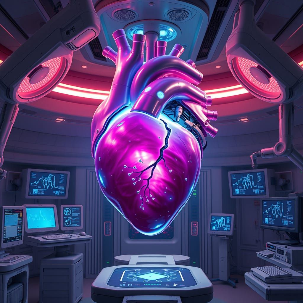 Biomechanical Heart in Futuristic Operating Room