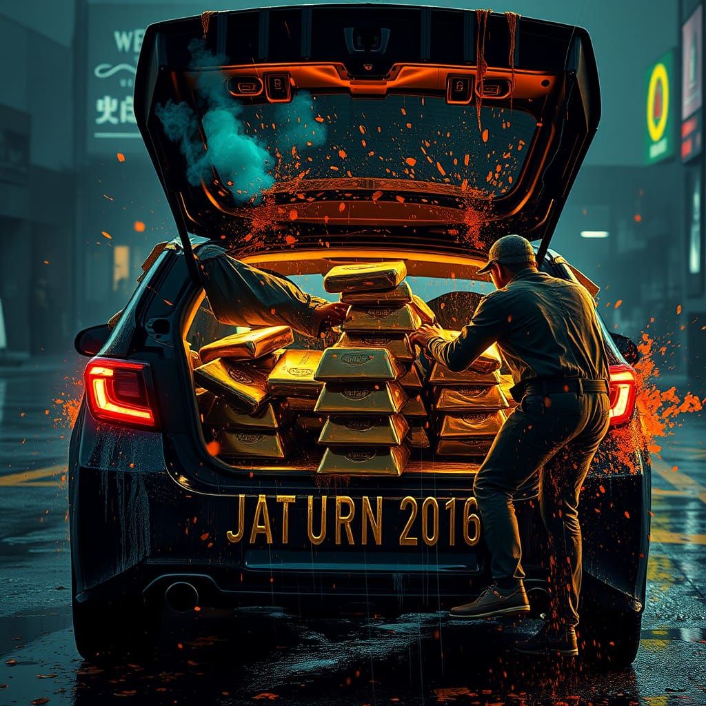 Luxury Heist: Gold Bars Loaded into a Sleek Toyota Corolla