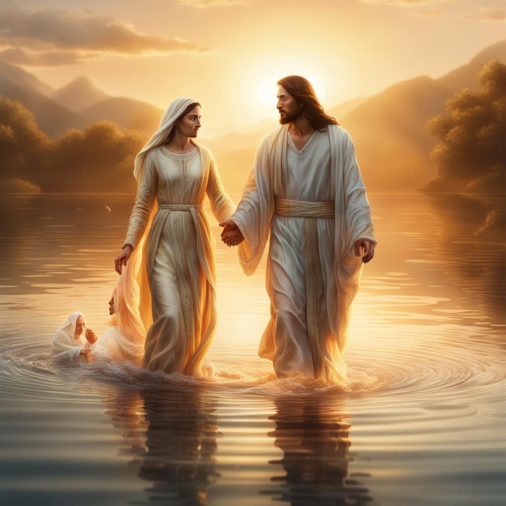 Jesus and Mary Magdalene Walking on Water