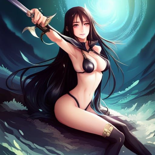 Anime Girl Selfie with Blue Sea Dragon