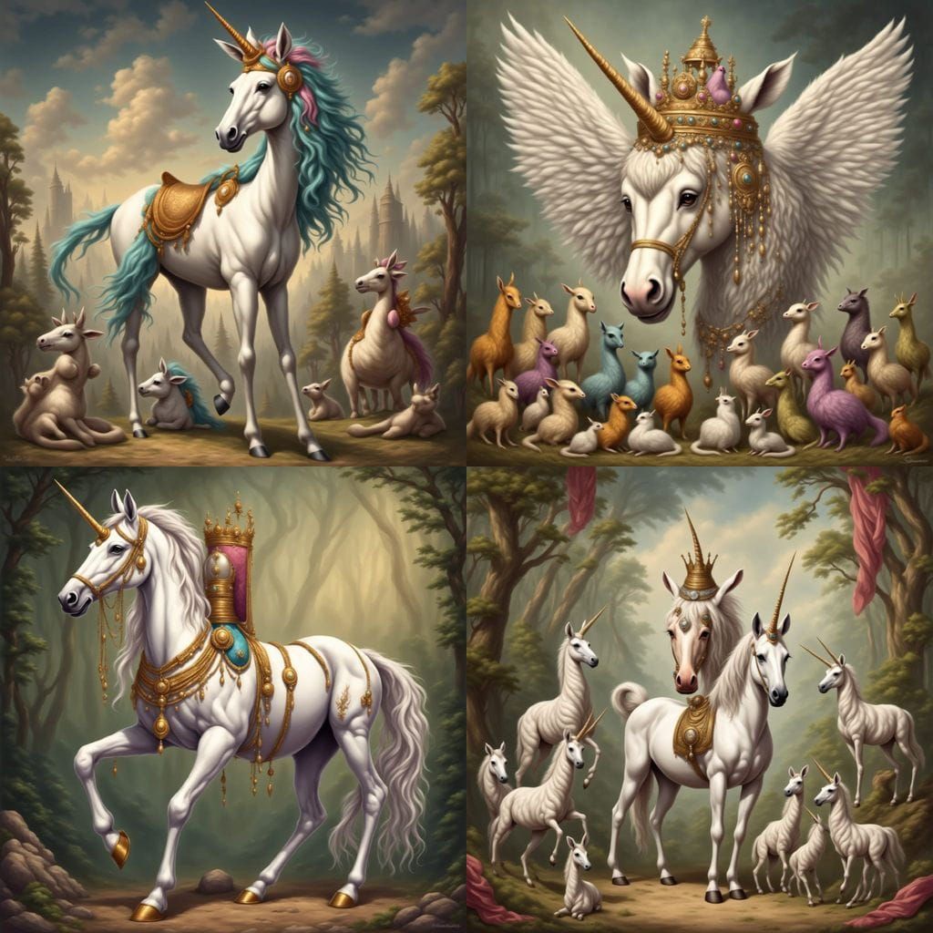 Majestic Unicorn Royalty in Regal Splendor