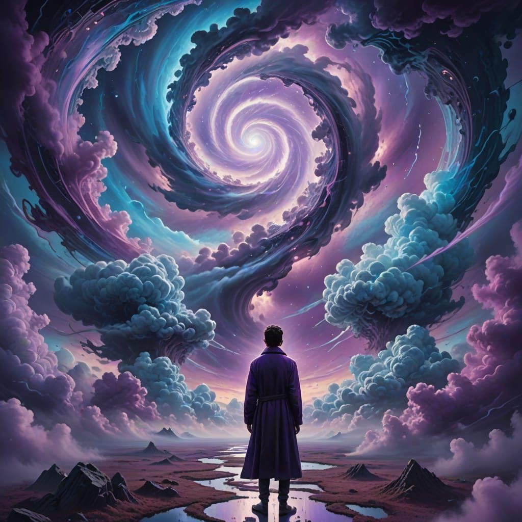 Surreal Figure Between Worlds: Dreamlike Digital Art