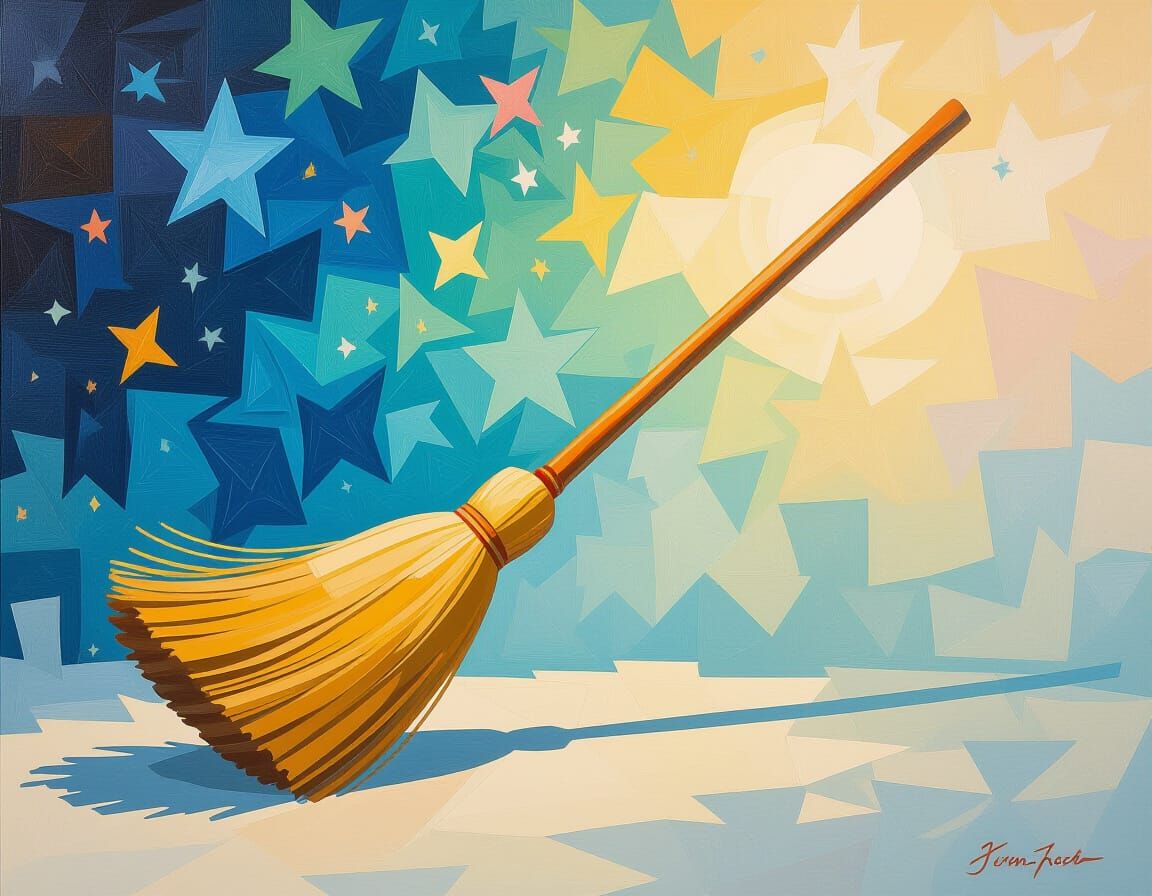 Enchanted Broom Sweeping as Abstract Art