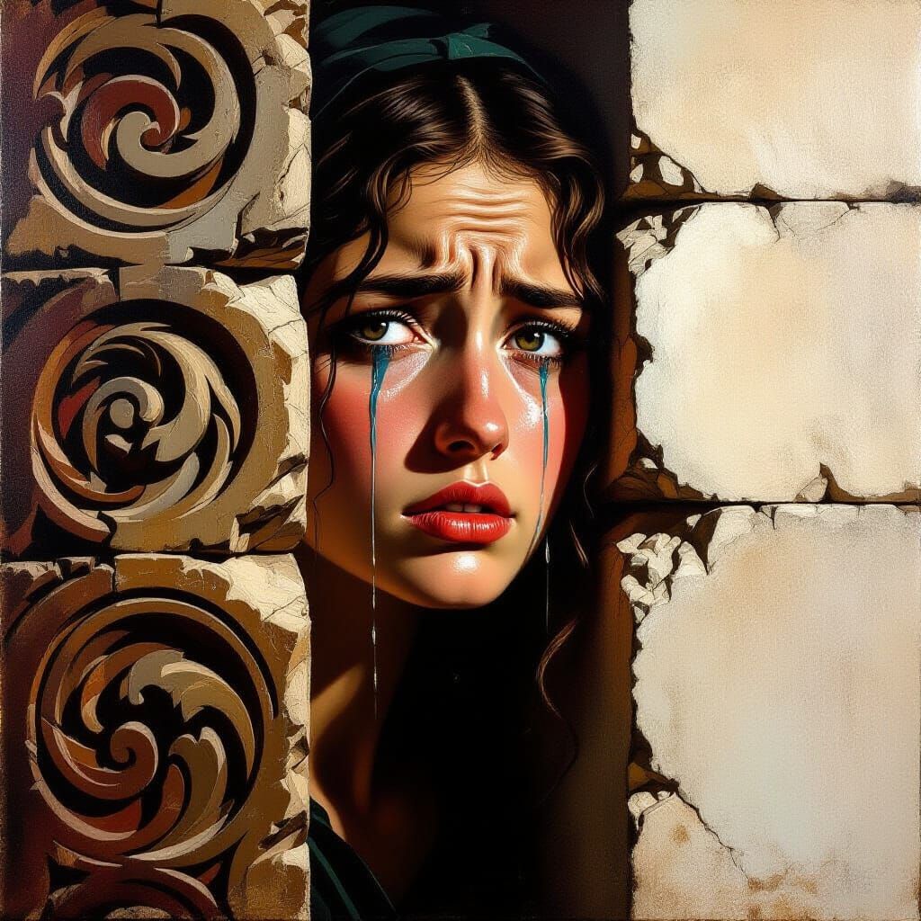 Sorrowful Woman's Face in Dramatic Light