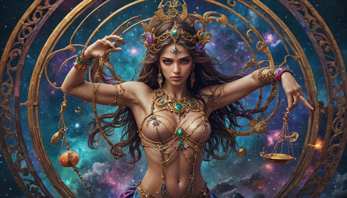 Libra Zodiac Woman in Magical Digital Art