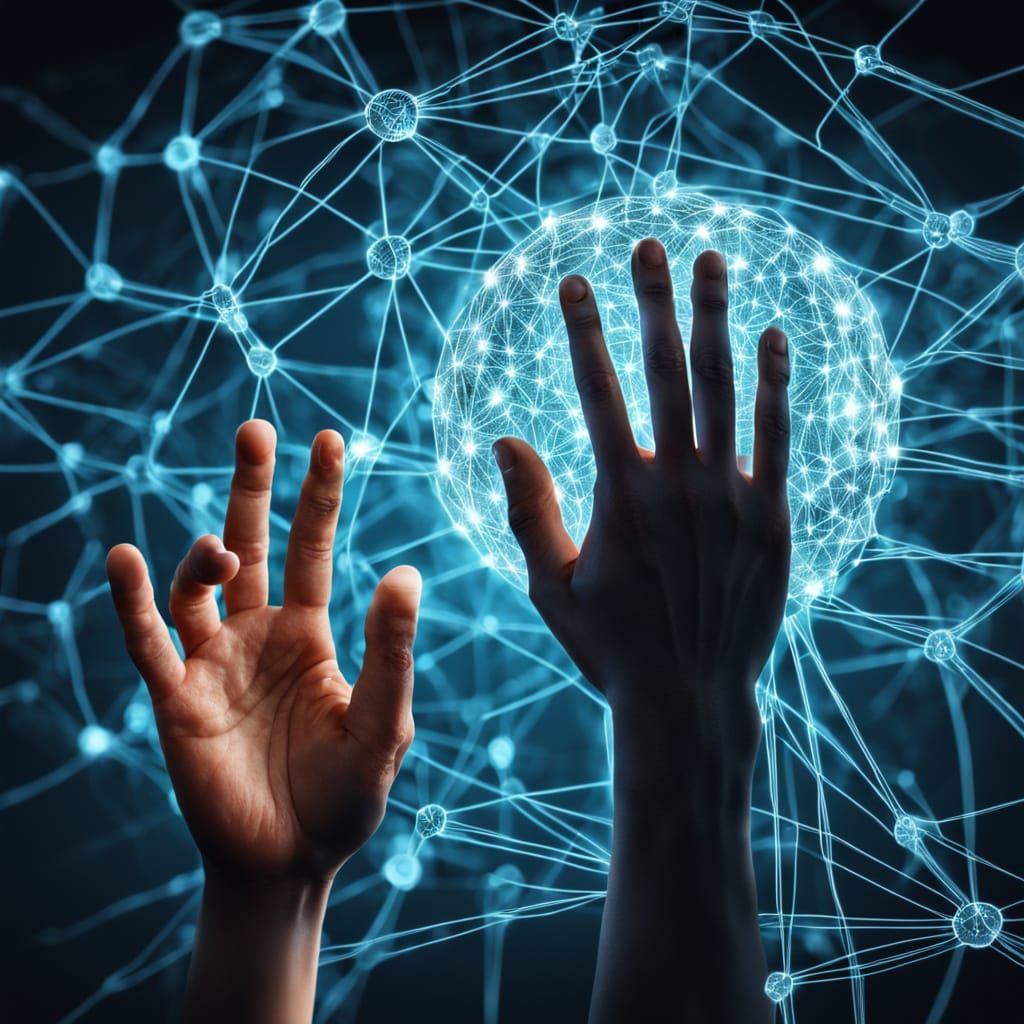 Bio Art Experimentation with Glowing Human and Intricate Net...