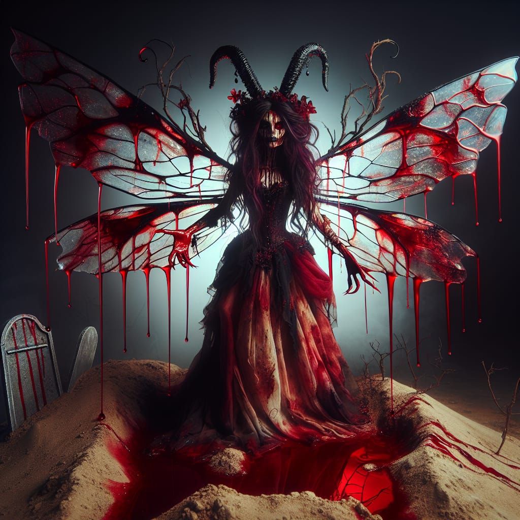 Ominous Fairy with Red Glass Wings
