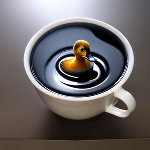 Duck in Coffee Cup with Volumetric Fog