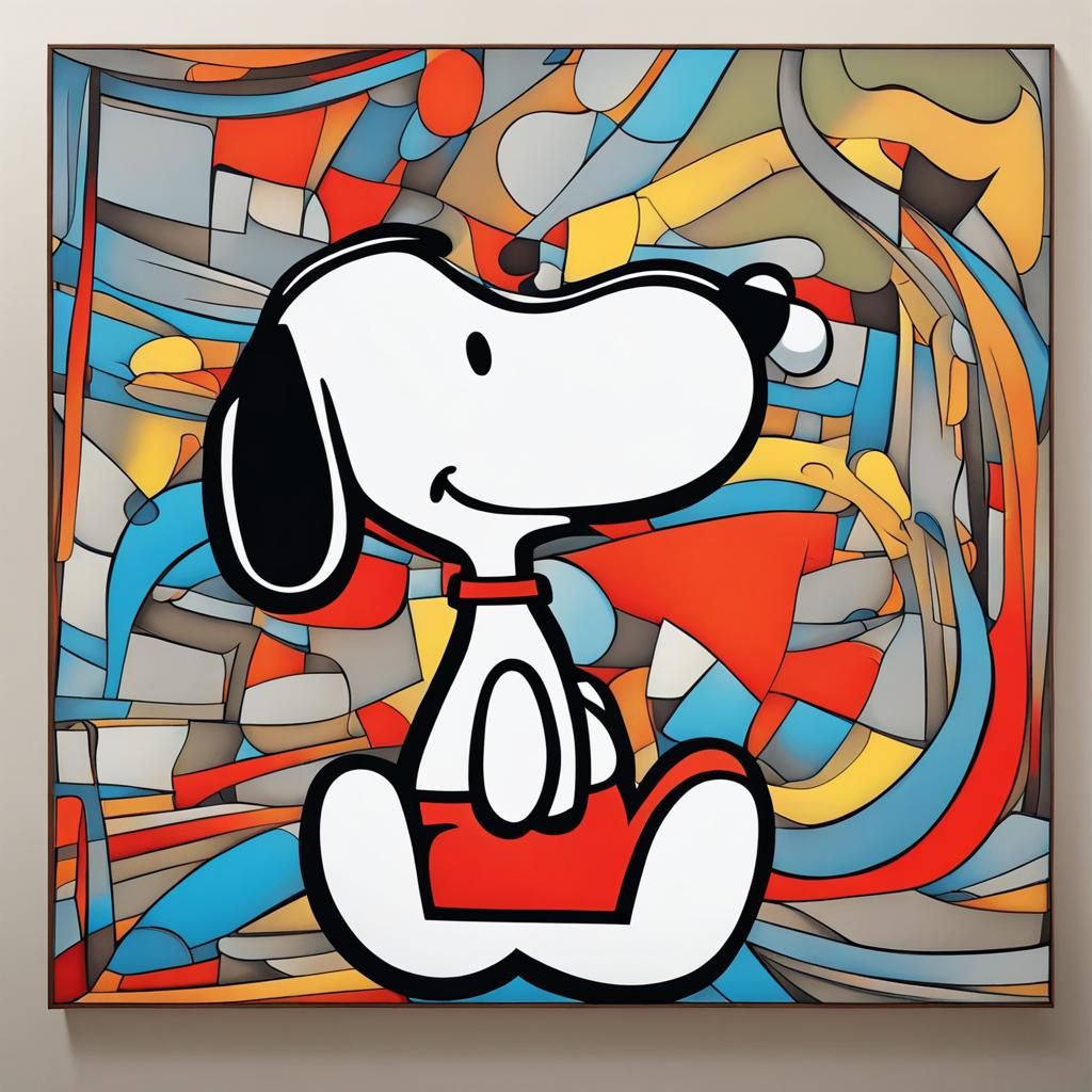 Abstract Snoopy Portrait in Complementary Colors