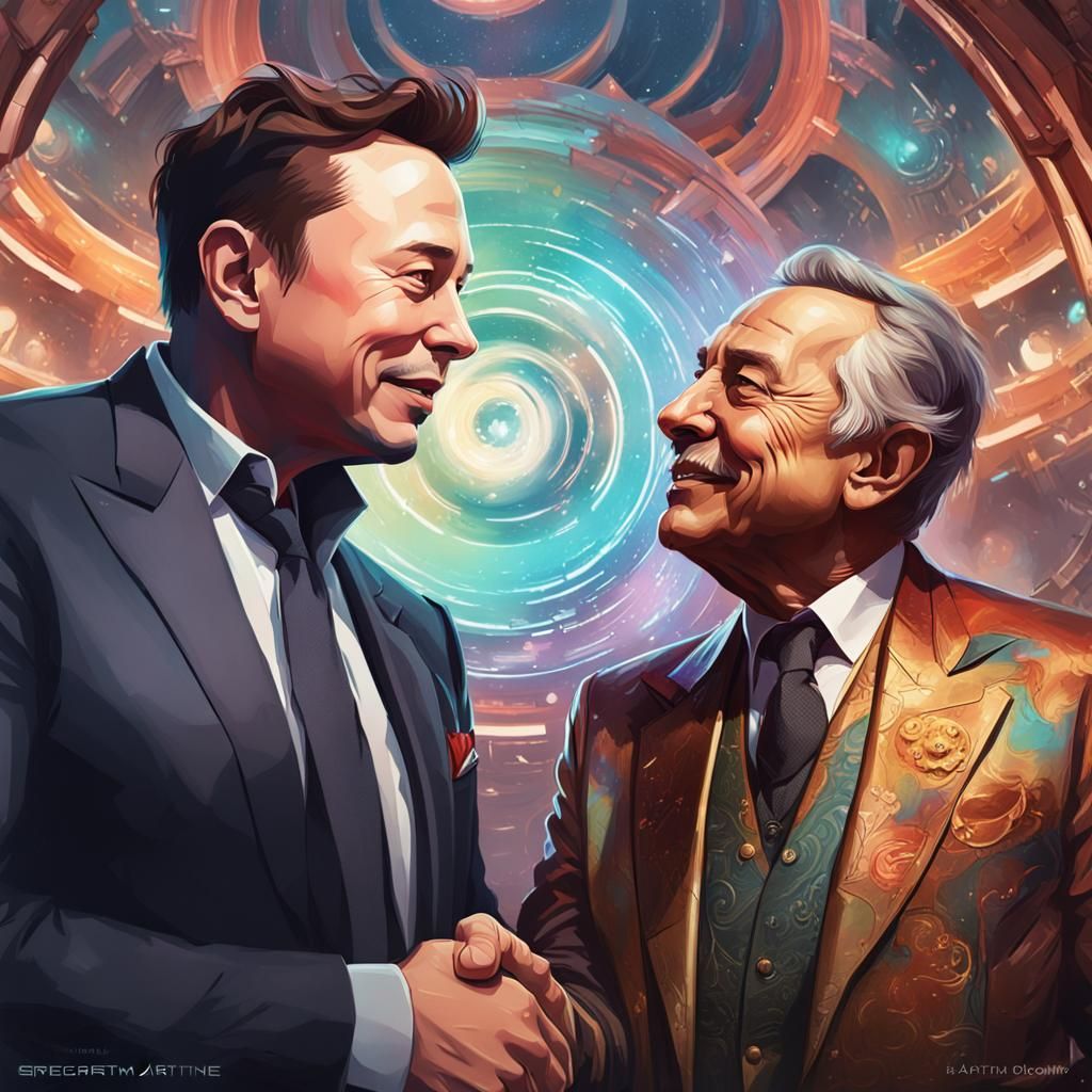 Elon Musk and Walt Disney Portrait