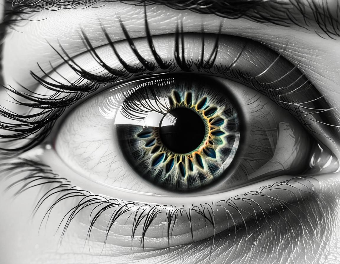 Detailed Pencil Drawing of a Reflective Human Eye