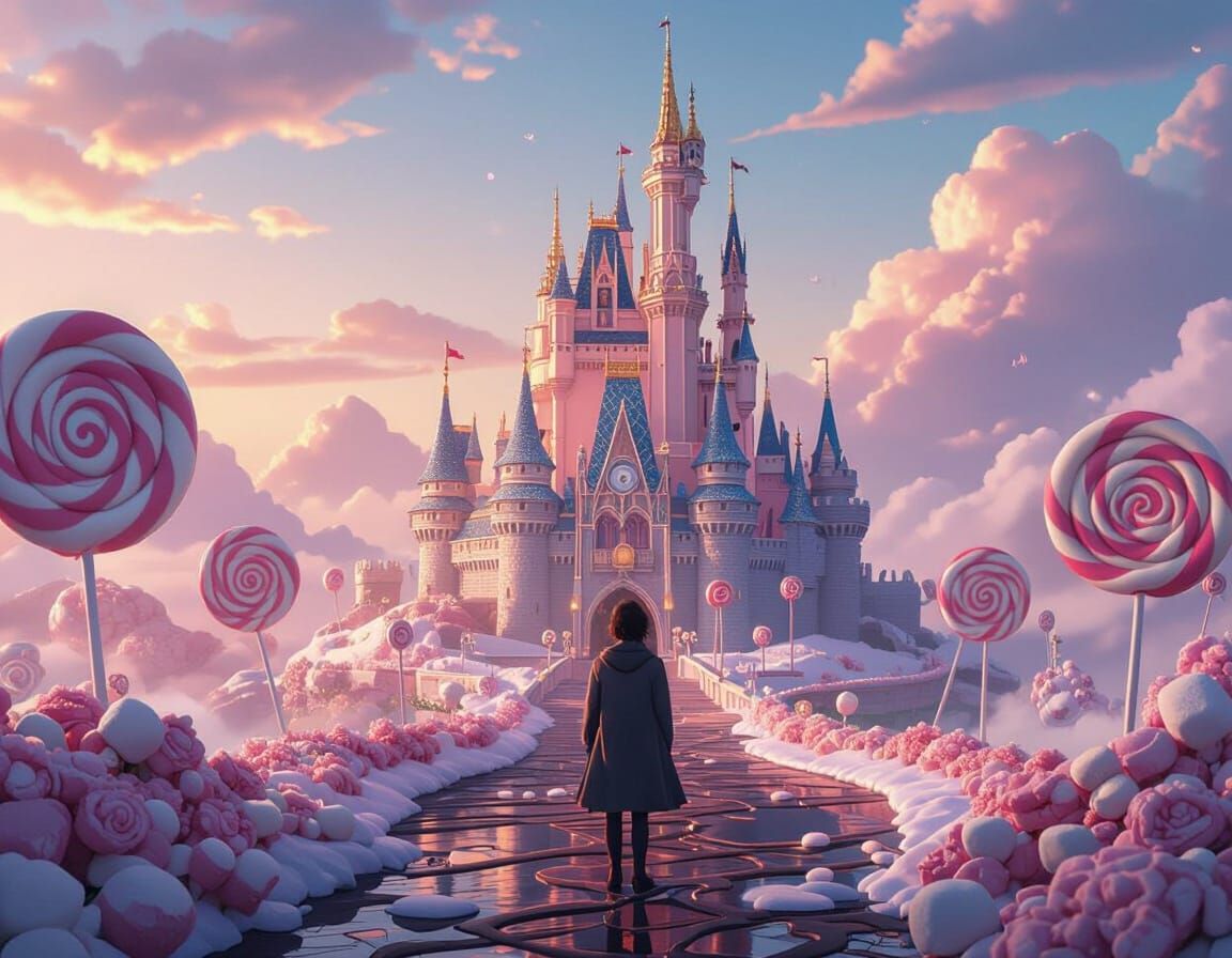 Magical Cake Castle in Dreamy Landscape